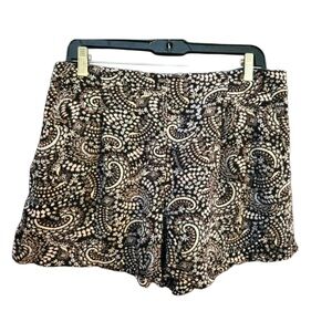 LOFT Black and White High Waist Paisley Shorts Size Medium